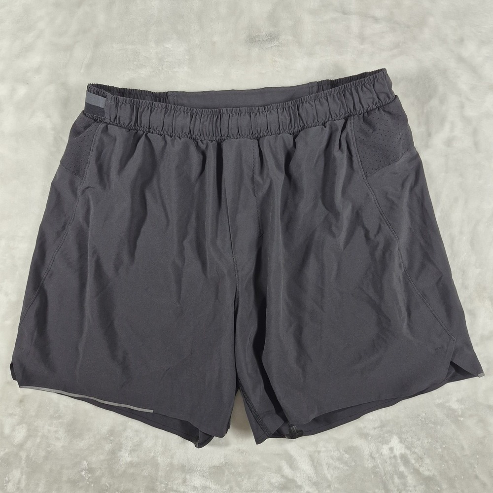 Lululemon Surge Lined Shorts Men's Large Black 6" Inseam Gym Run Workout LM7A99S